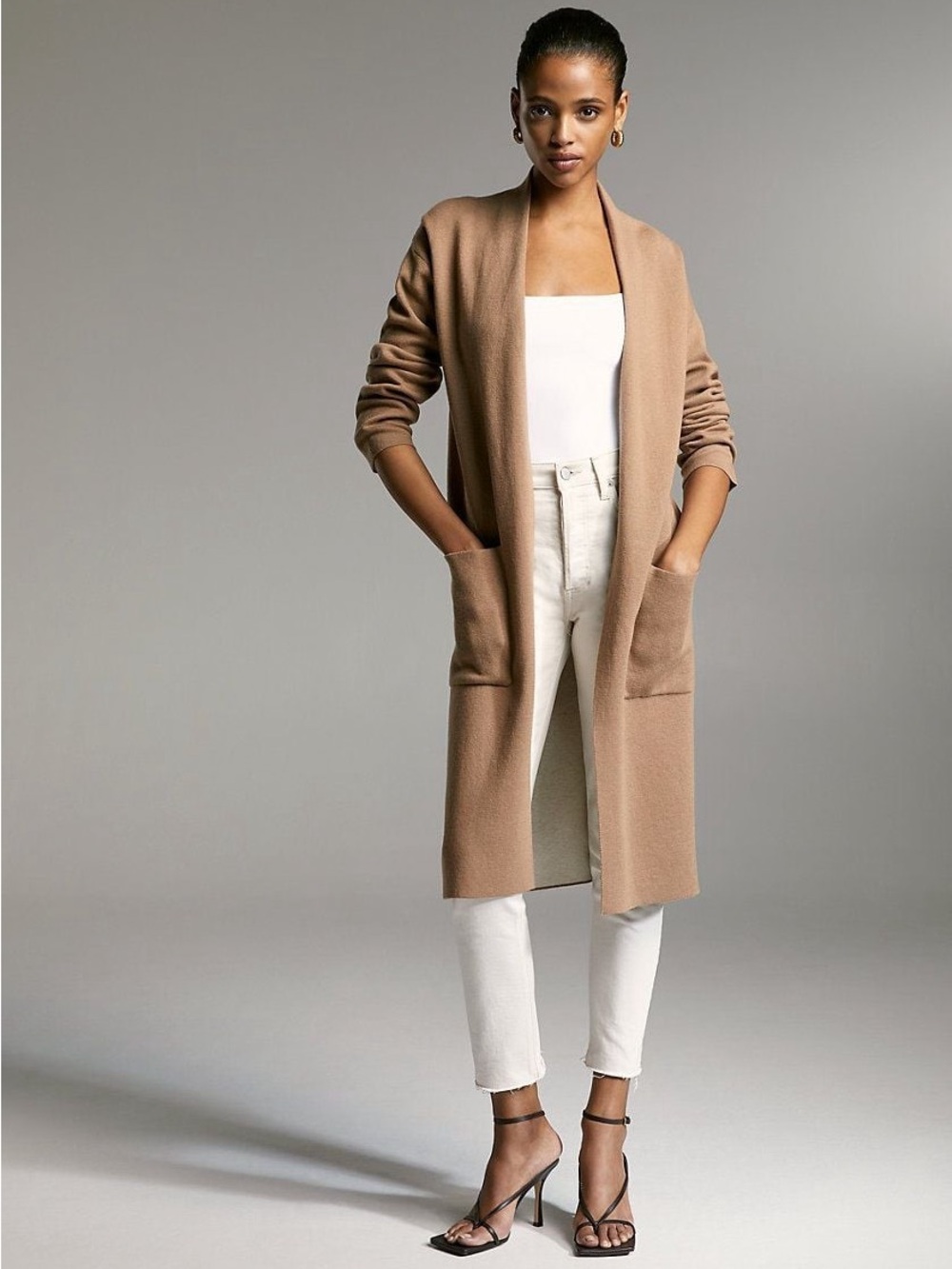 Aritzia Babaton Lance Wool Blend Long Line Cardigan in Camel